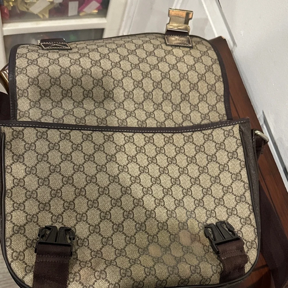 Gucci Beige and Brown Monogram Messenger Bag